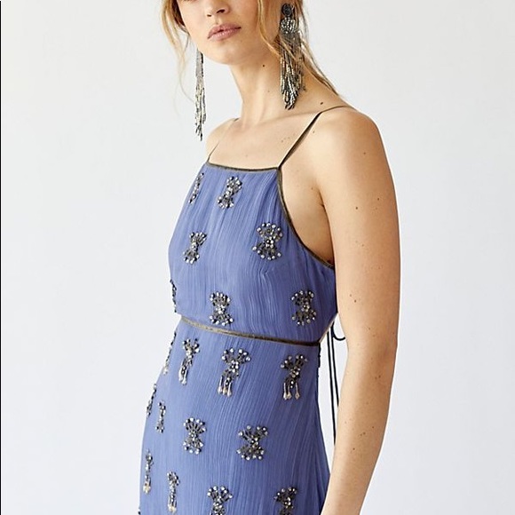 Free People Beaded Open Back Maxi Dress Size 0 XS - Picture 3 of 10